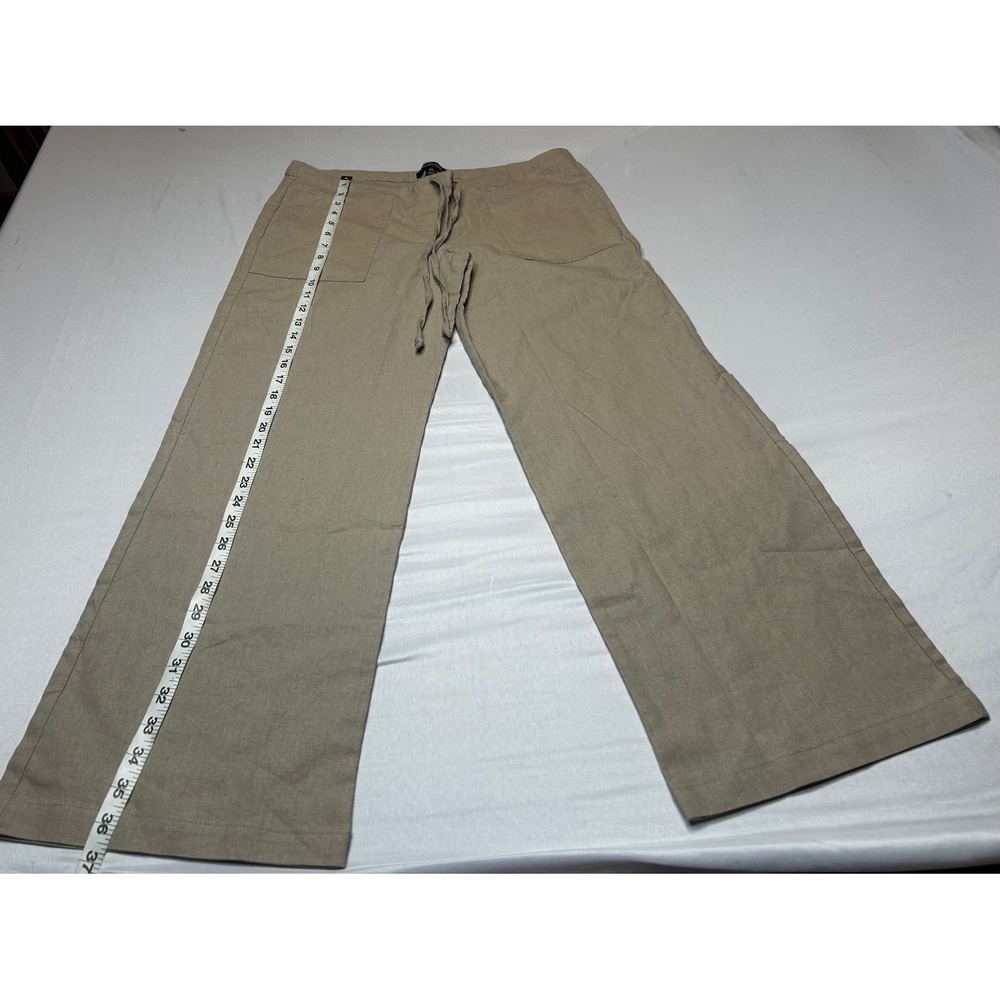 Chadwicks of Boston Tan Linen Blend Wide Leg Drawstring Pants Petite Small PS